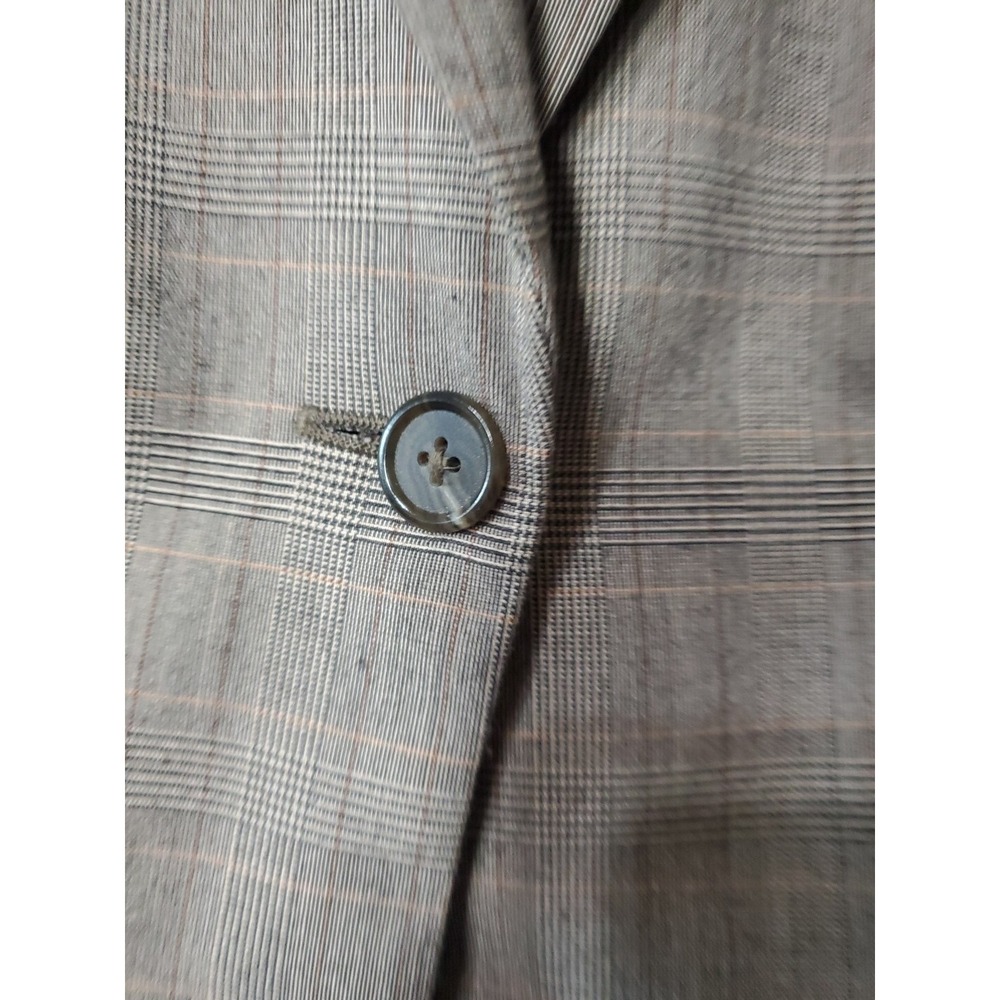 Tahari women's blazer jacket sz 8‎ Brown Gray Check Career Preppy Office Fall - Picture 4 of 11